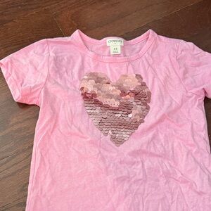 Crewcuts Pink Tee with Sequin Heart